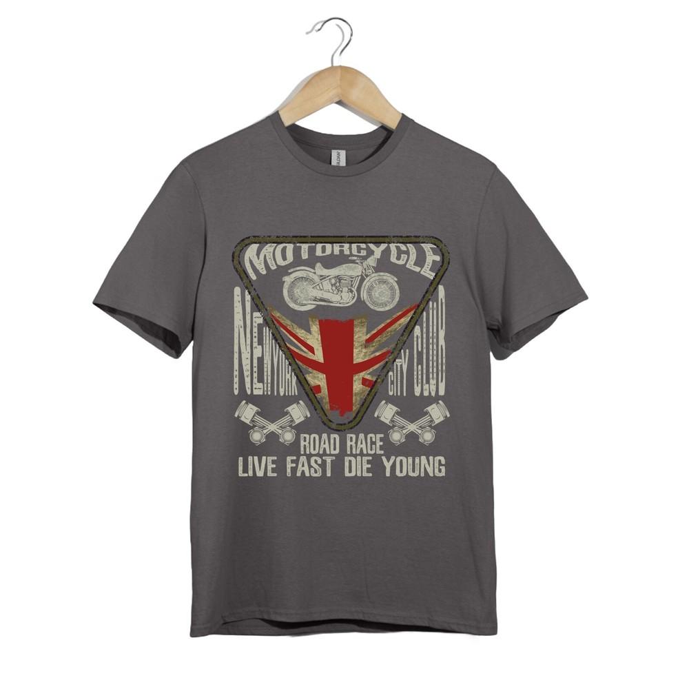 

Vintage Motorcycle Club TShirt Unisex Biker Road Race Tee Retro Live Fast Design L
