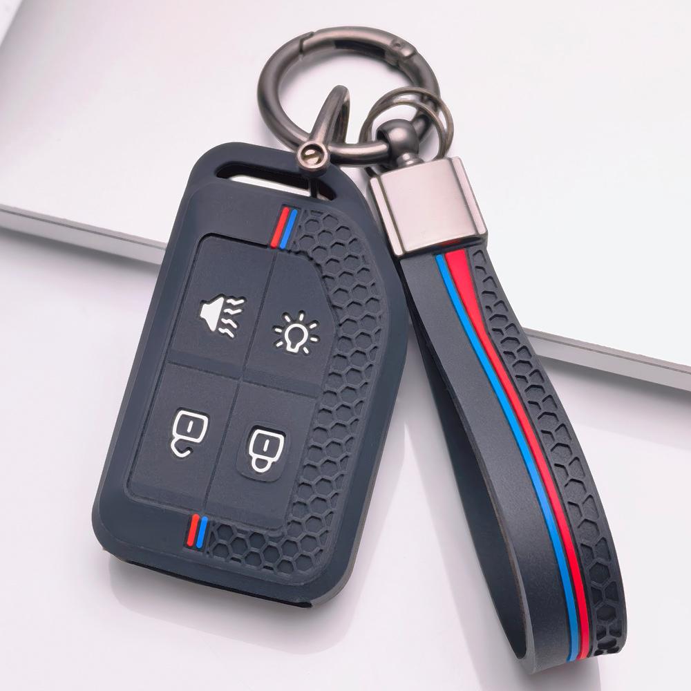 Soft Silicone Car Key Ring Strap for Volvo New FM FH Truck FH16 Honeycomb Texture Racing Stripe Key Ring Holder Protector Shockproof