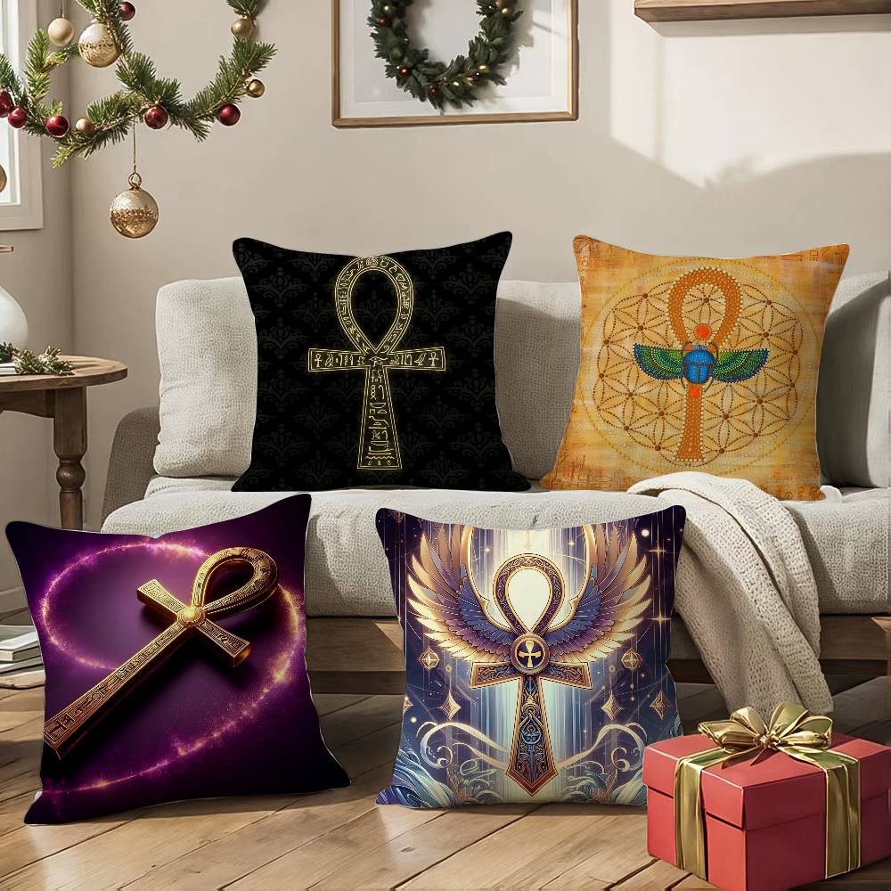 Ancient Ecology Life Talisman Pattern Pillow Case Silky elegant Comfort Sofa Bed  Invisible zipper Beach pillowcase
