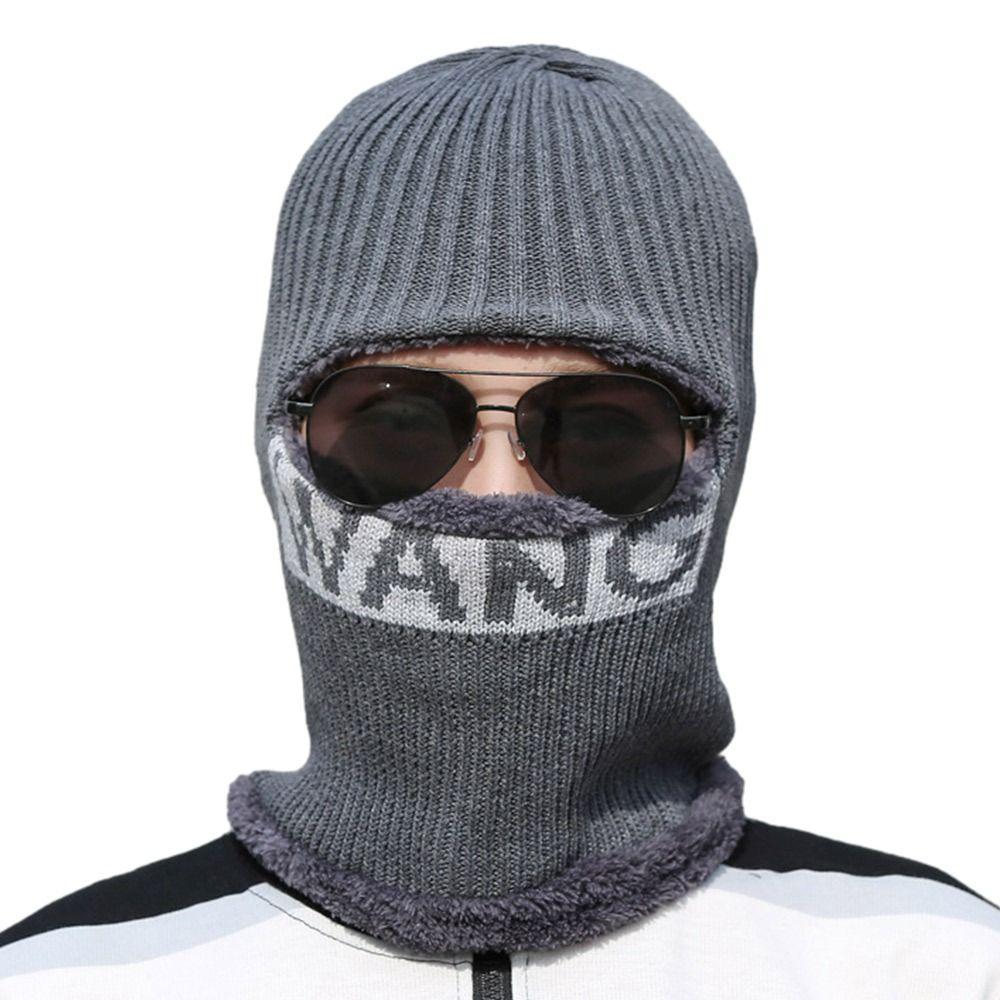 Fleece Neck Scarf Cap Soft Balaclava Winter Knitted Hat  Men Women