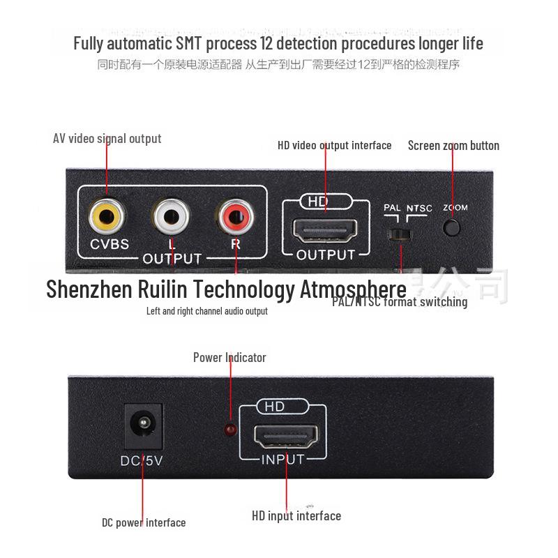 HDMI zu AV + HDMI Konverter: HDMI zu CVBS RCA Composite Video & Zwei-HDMI-Ausgang Verteiler