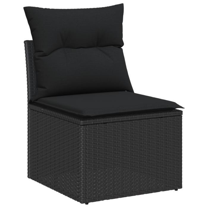 VidaXL Ensemble de Canapés de Jardin 6 Pièces avec Coussins Noir Poly Rattan 3345473
