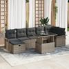 VidaXL 8-Piece Garden Sofa Set with Cushions Grey Rattan 3359686