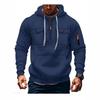 Men's Multi-pocket Hooded Long Sleeve Plus Velvet Casual Sport Hoodie for Autumn and Winter