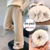 Girls' Warm Lambswool Wide-Leg Winter Pants