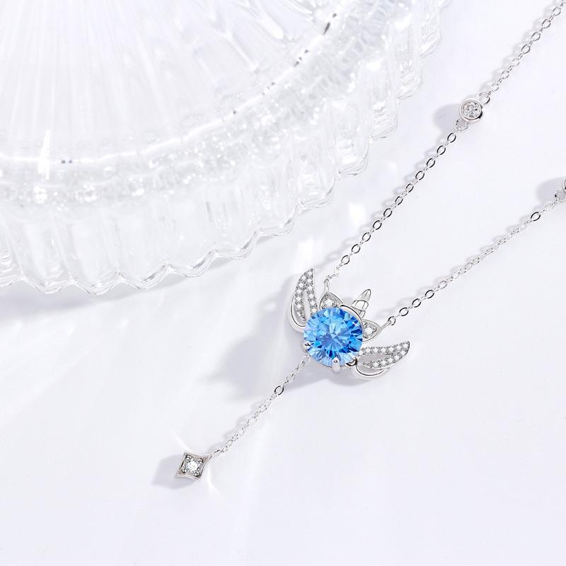 Traum Einhorn Halskette Damen Leichter Luxus Premium Gefühl Engelsflügel Amor Herz Flash Diamant Halskette