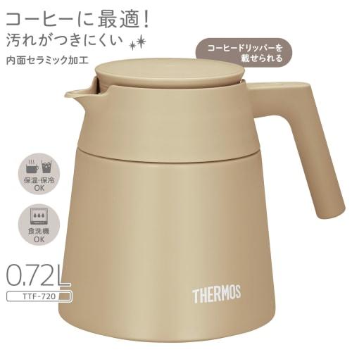 Thermos Vacuum Insulated Coffee Server 720ml Cafe Latte All Parts Dishwasher Safe Coffee Dripper Compatible Thermos Structure Heat/Cold TTF-720 CL