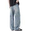 Men's ink-splashing wide-leg jeans summer thin new trendy brand old loose straight jeans