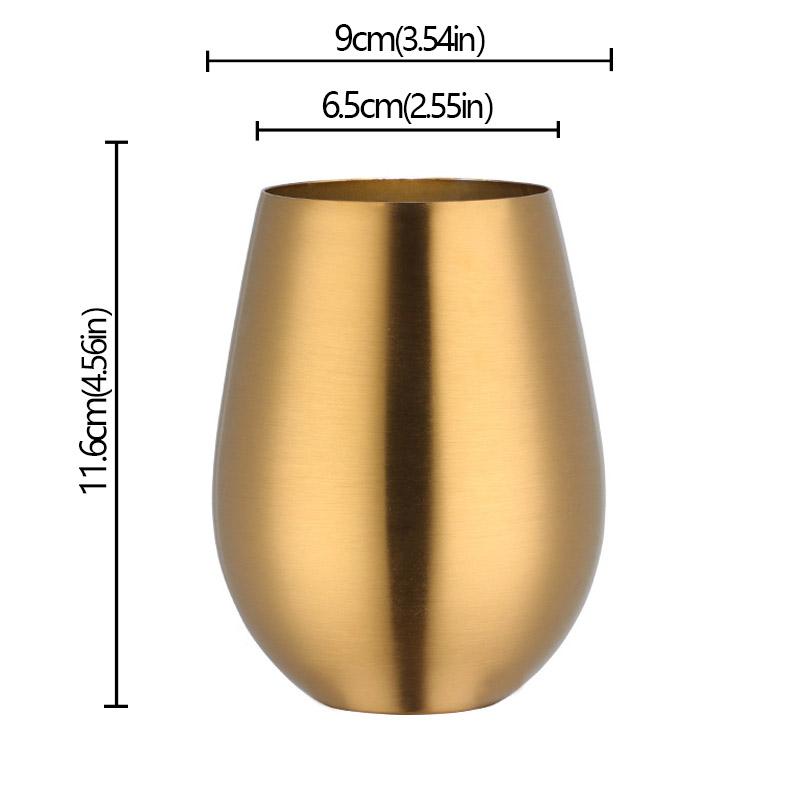 500ml Stainless Steel Single Layer Titanium Plating Wine Glasses Beer Milk Cup Drinking Mug Big Belly Water Cup Bar Supplies