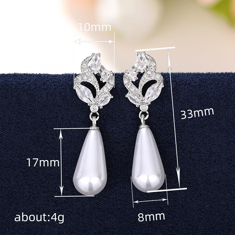 ZAKOL Elegant AAA Cubic Zirconia Imitation Zircon Dangle Earrings for Women Aesthetic Bridal Wedding Earring Party Zircon Gift