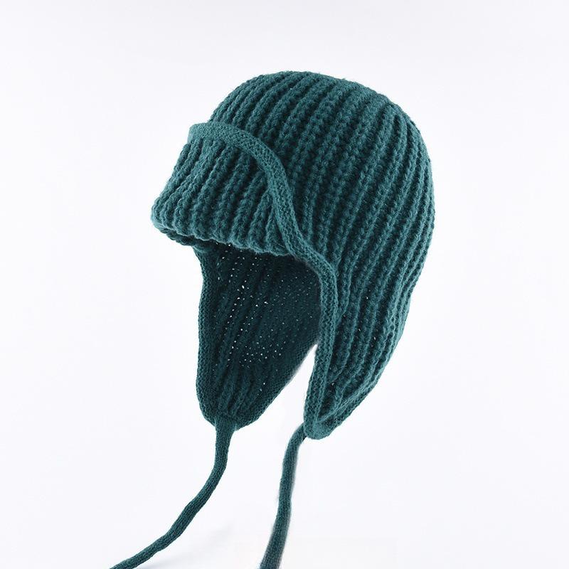 Women's Autumn/Winter Wool Knit Hat with Ear Protection - Korean Style Fashion