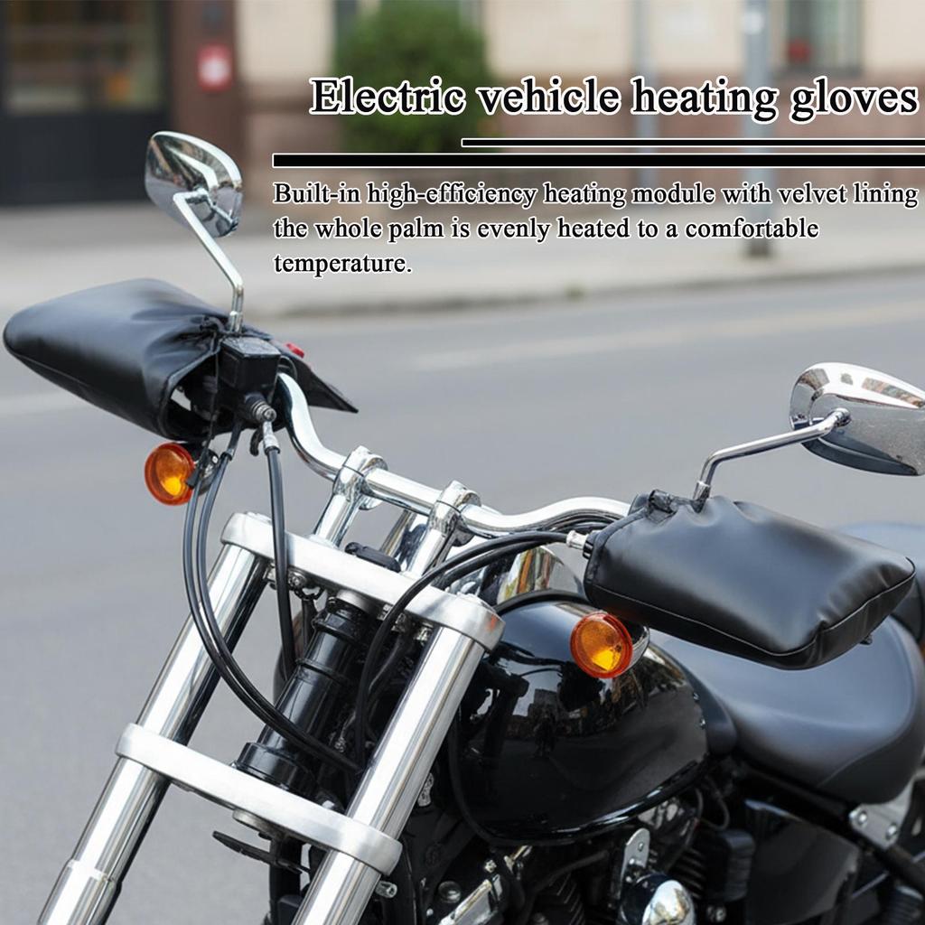 Heated Motorcycle Handlebar Gloves Hands Warmer Thermal Cover Motorcycle Handlebar Warmers Mittens For Scooters ATVs Snowmobiles