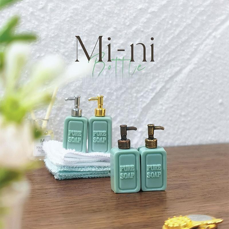 

4Pcs Miniature Soap Dispenser Model Dollhouse Split Bottle Kids Pretend Play Toy Set for Home Role Playing Fun