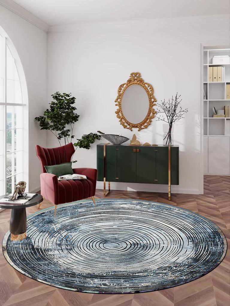 Abstract Artistic Living Room Decor Round Carpet Nordic Style Rugs for Bedroom Bedside Large Area Soft Non-slip Parlor Chair Mat