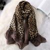 Luxury Women Ombre Leopard Dot Natural Silk Scarf Lady Fashion Print Shawls and Wraps Pashmina Foulards Bandana Hijab Snood