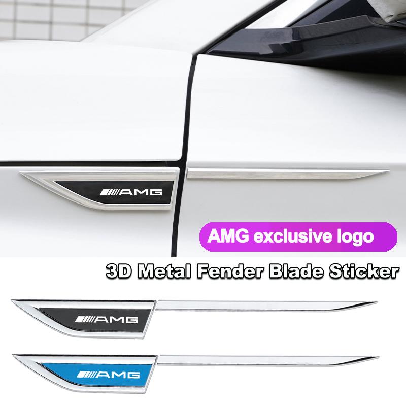 2Pcs Metal Car Sticker Benz Emblem Fender Blade Styling Badge Decal For Benz AMG W206 W220 Sprinter W169 W222 GLB EQB Class A180
