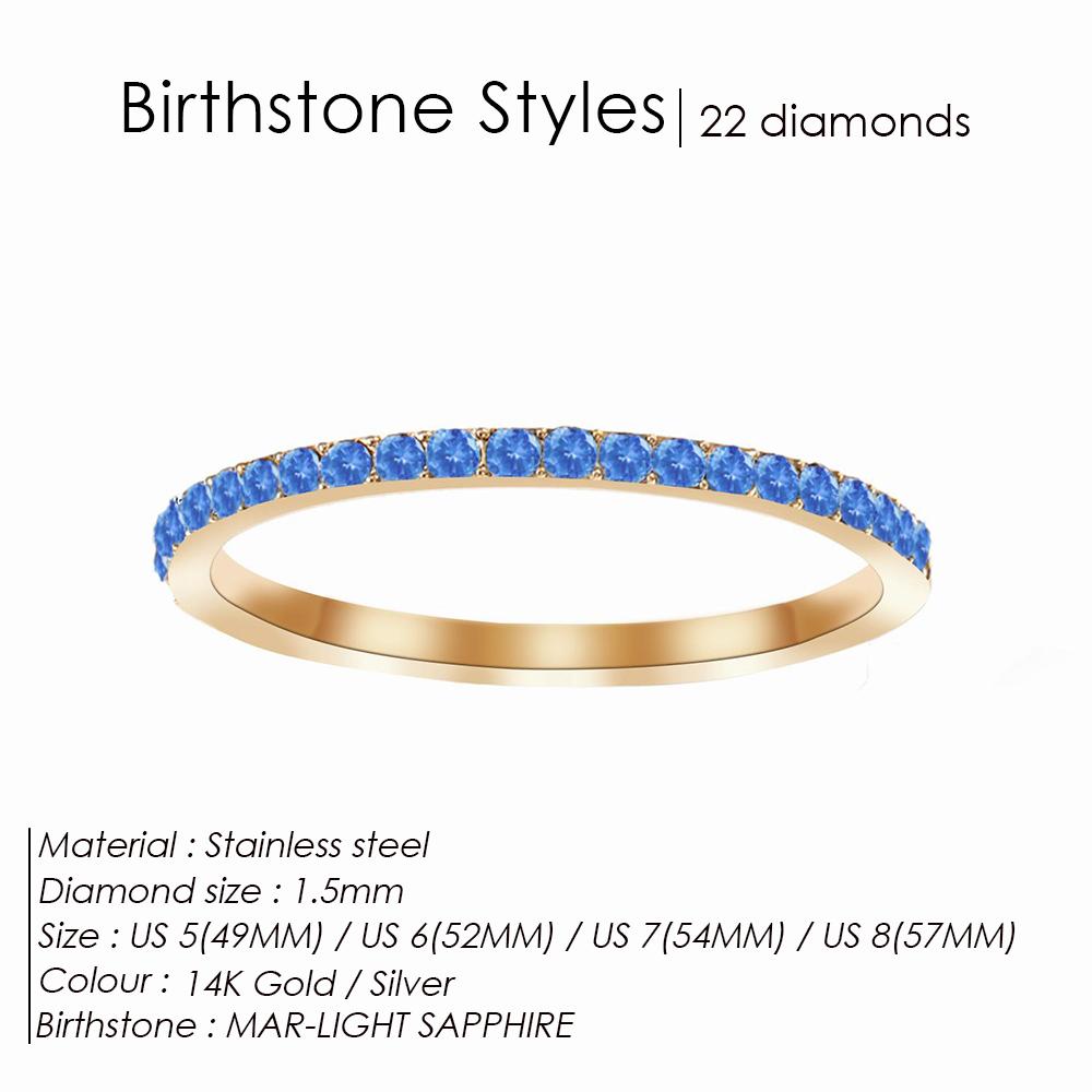 Rhinestone Birthstone Stainless Steel Ring Luxury Jewelry Gift 12 Zodiac Sparkling Rings For Women Wholesale US5/6/7/8
