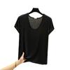 Women's Summer Modal Short Sleeve Oval Neck T-Shirt - Solid Color, Casual, Loose, Slimming, Versatile Top