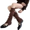Ribbed Knit Thigh High Footless Long Socks with Button Detail Split Designs Over Knee Leg Warmers for Dance Enthusiasts