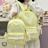 Schultasche Frühling und Sommer Neu Weich Niedlich Spitze Gestreift Schultasche Damen Milch Fufu Taro Lila Süße Schwester Tägliches Reise Schatz Rucksack