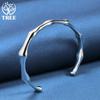 925 Sterling sølv bambus felles åpning mansjett armbånd armbånd smykker