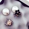 1 Pairs Fashion simulated pearl ball Earrings flower hiphop two side Jewelry Double side Stud Earring