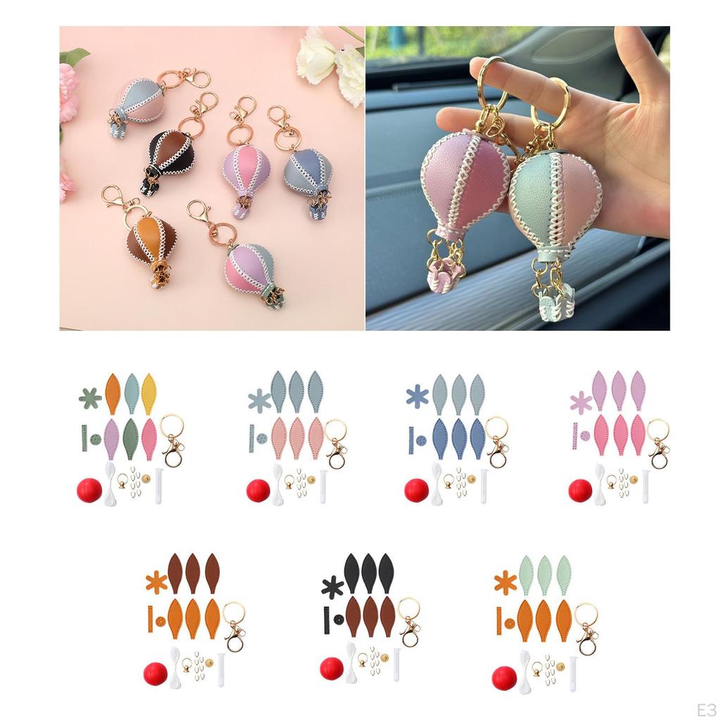 DIY Sewing Keychain Kit Bag Charm Making Party Favors Cute Keyring Colorful Air Balloon Pendant