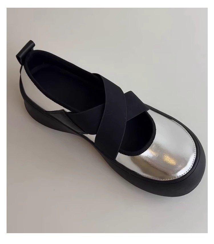 

Fashion Women s Platform Casual Shoes Spring Autumn Vintage Height Increase Non Slip Flats Comfortable Fashion Soft Sole Mary Jane Shoes 35 серебряный