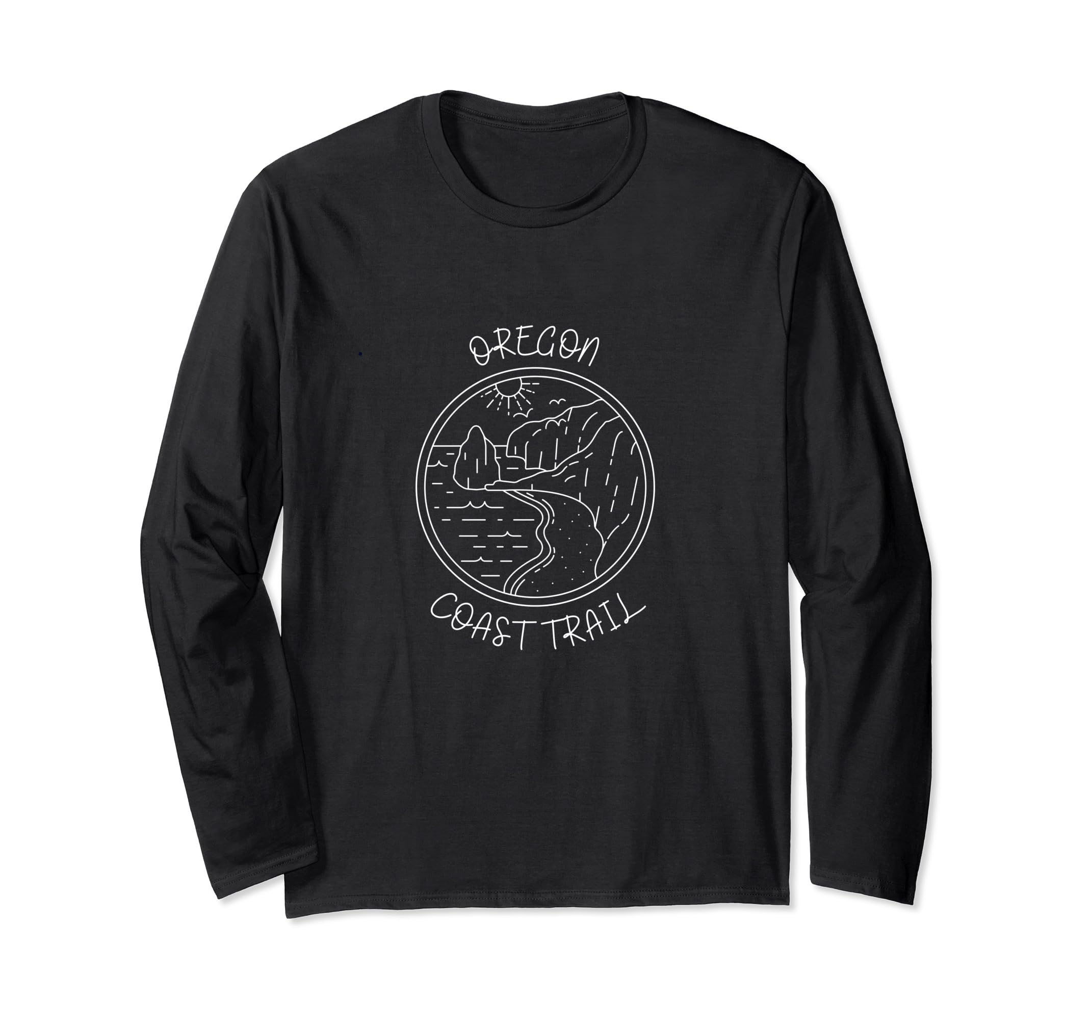 Oregon Coast Trail OCT Pilgrims Long Distance Hiking Pacific Coast US Long Sleeve T-Shirt чёрный