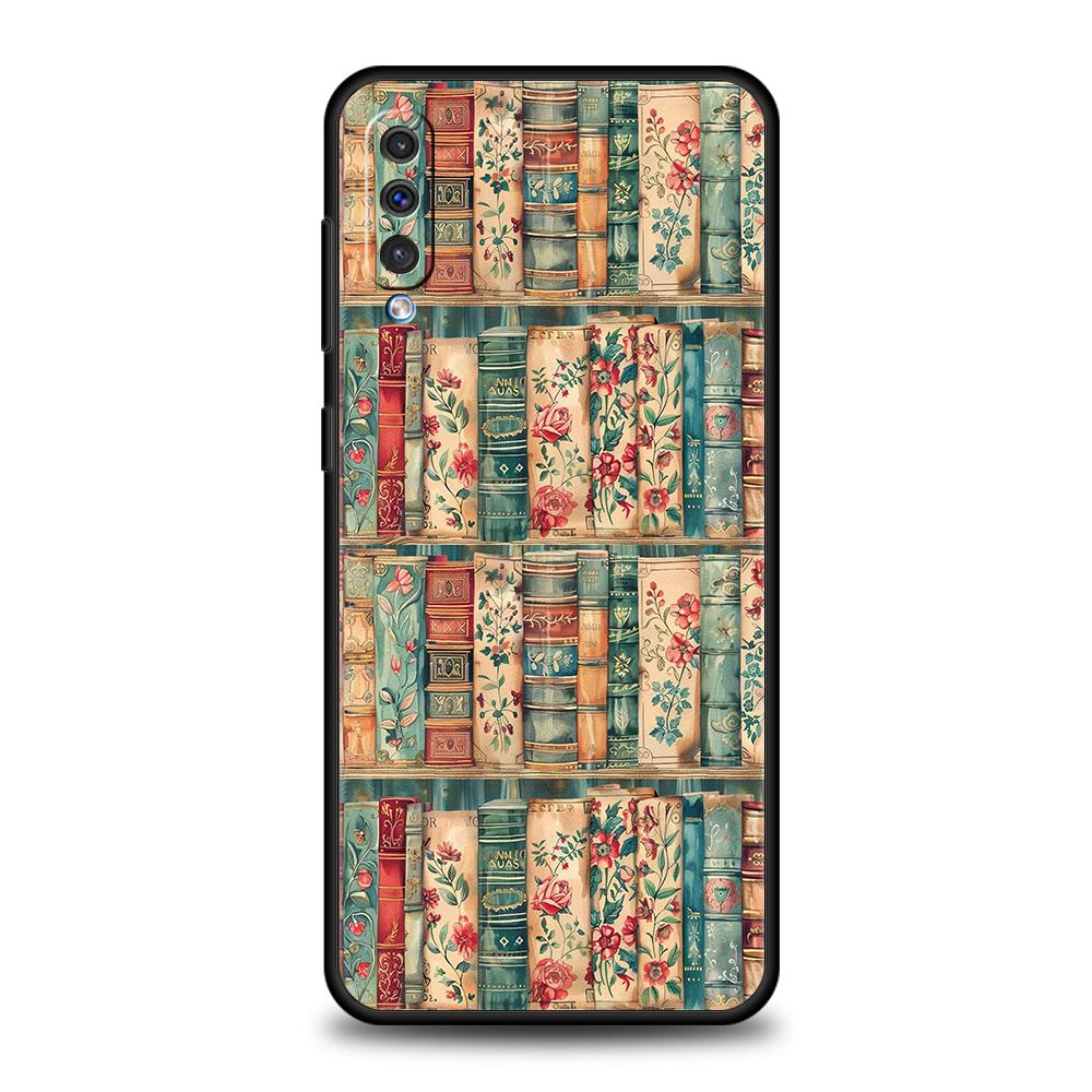 Vintage  Bookcase Painted Phone Case for Samsung Galaxy A54 A42 A34 A24 A22 A16 A14 A12 A02 A03 A70 A50 A40 A30 Soft TPU Shell