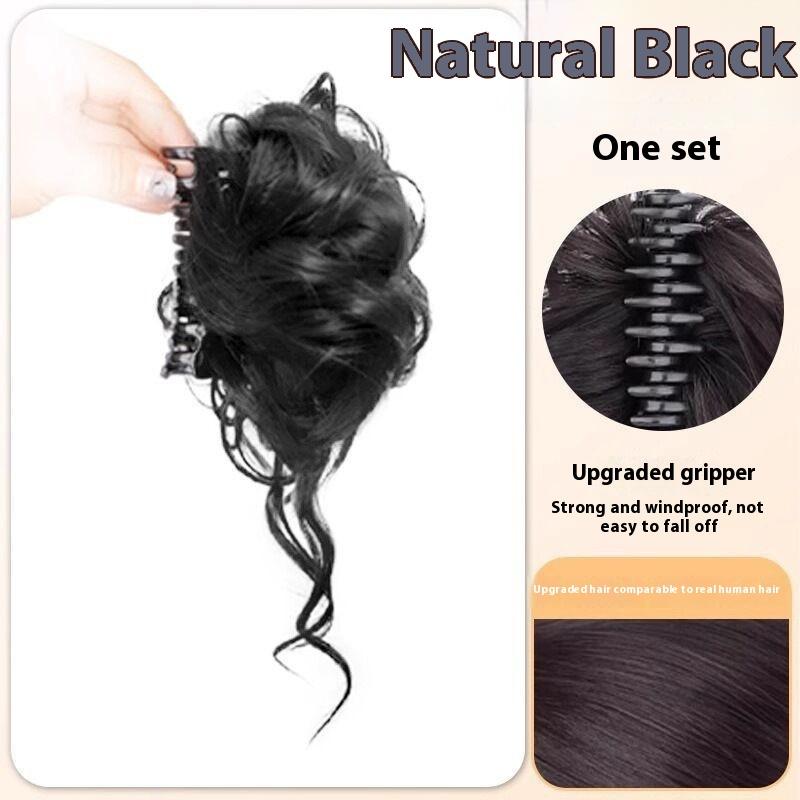 Postiço Sintético Coque Desarrumado Clipe de Garra Extensões de Rabo de Cavalo Estilo Scrunchie Coque Preguiçoso em Botão de Flor Chignon Rabo de Cavalo Ondulado Cacheado