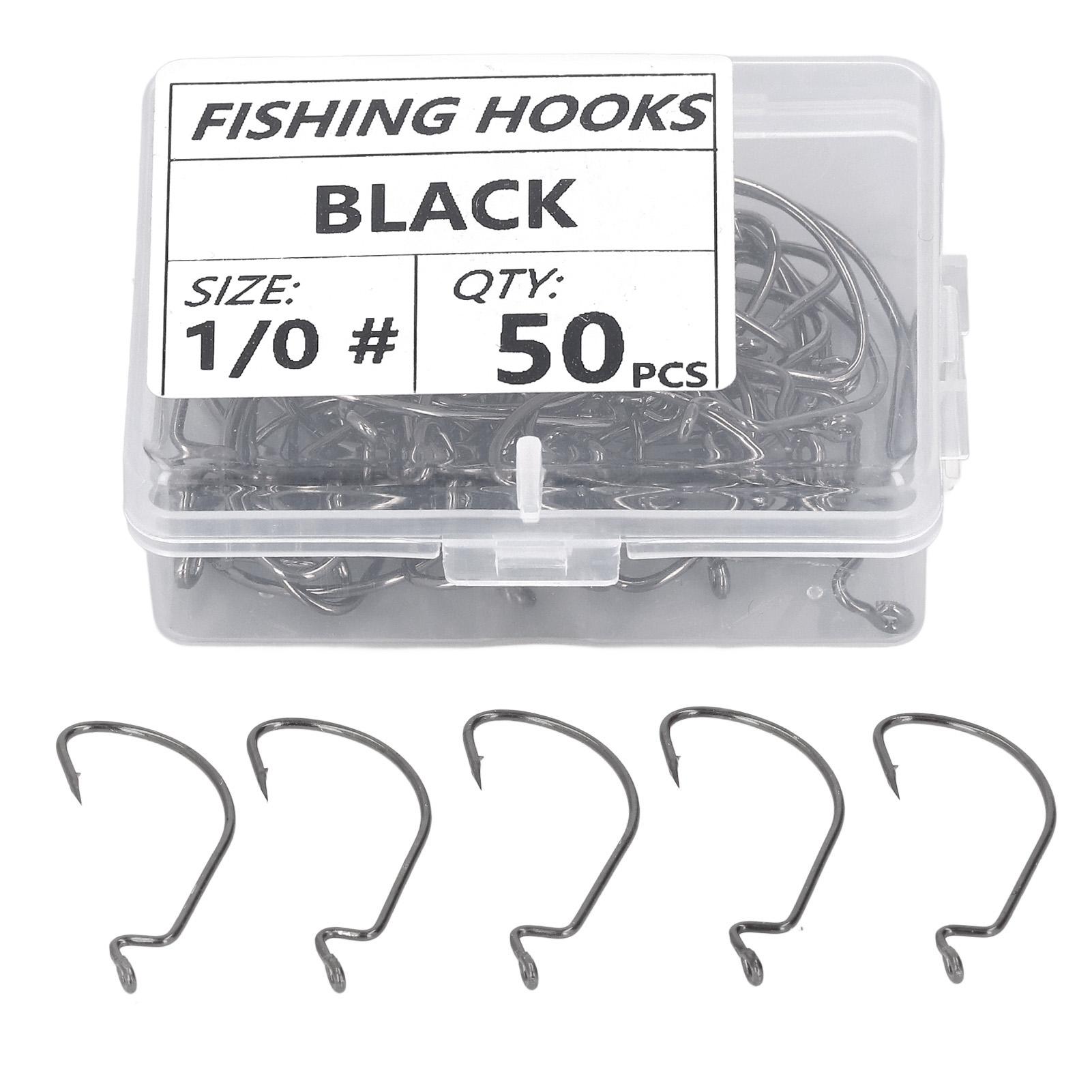

50pcs Fishing Hooks Set Stainless Steel High Strength Crank Efficient Bait Hooks for Saltwater