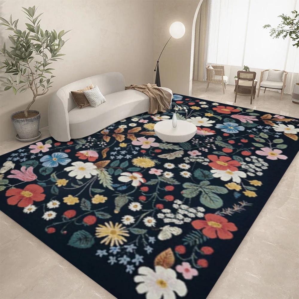 Elegant French Floral Carpet for Living Room Home Decor Sofa Rugs Bedroom Rug Lounge Kitchen Coffee Table Floor Mat Indoor Rug