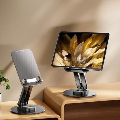 Aluminum Metal Tablet Stand Rack with 360 Degree Rotating Base Adjustable Suitable for Video Conferencing Watching Movie