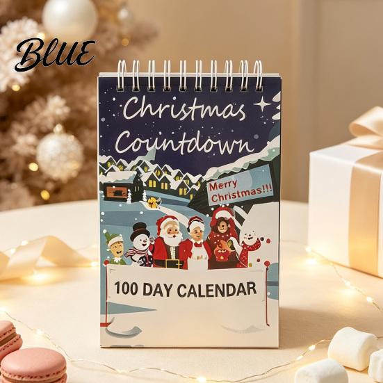 Compact Holiday Calendar 2027 Christmas Advent Countdown Calendar 100 Days Desktop Day Planner Paper Flip Desk for Home Office Decor Gift Kids