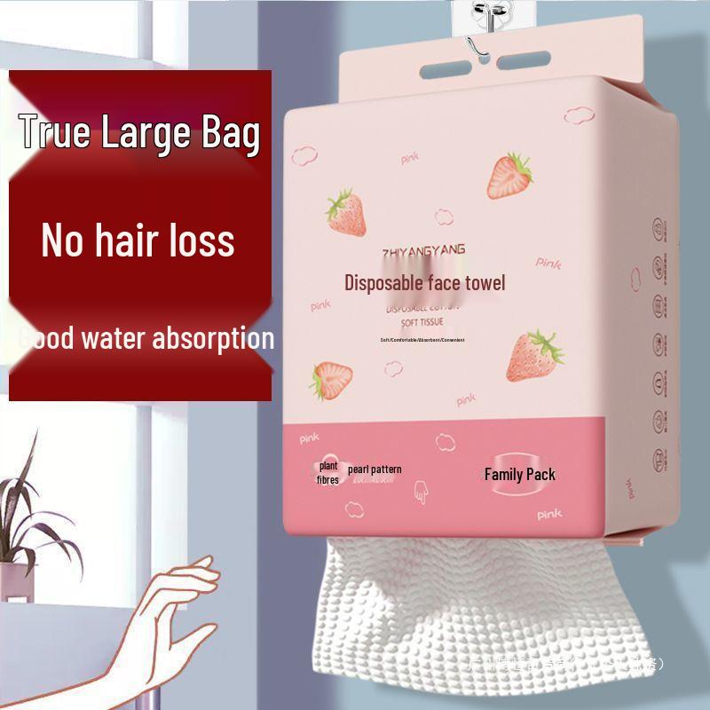 Extra Large Lint-Free Disposable Face Wash Towels - Thick, Fluffy, Drawstring Pack