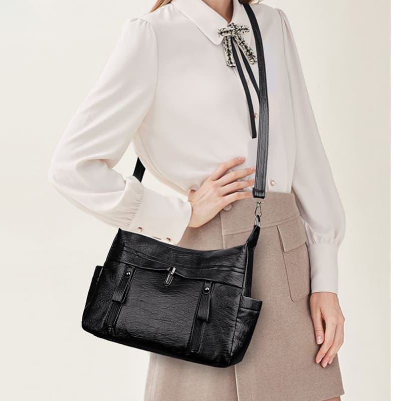 Urban simple soft leather portable shoulder