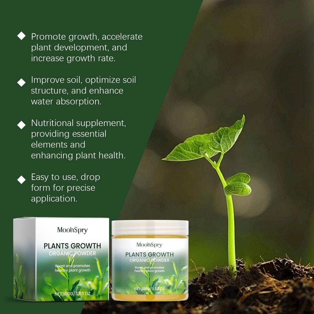 MoonSpry 100g Polvere Nutriente Organica per Piante - Migliora la Compattazione del Terreno, Potenzia i Fiori in Vaso per una Fioritura Rigogliosa