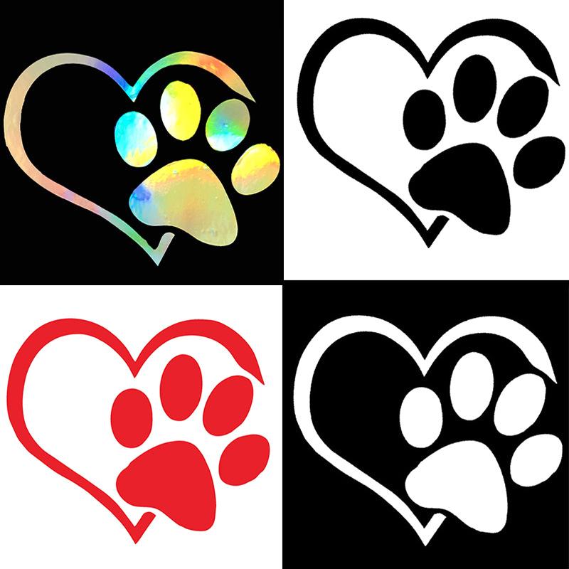 Love Heart Dog Paw Footprint Highly Reflective Sticker For Car Window Bumper Night Driving Warning Sign Reflector Animal Decal