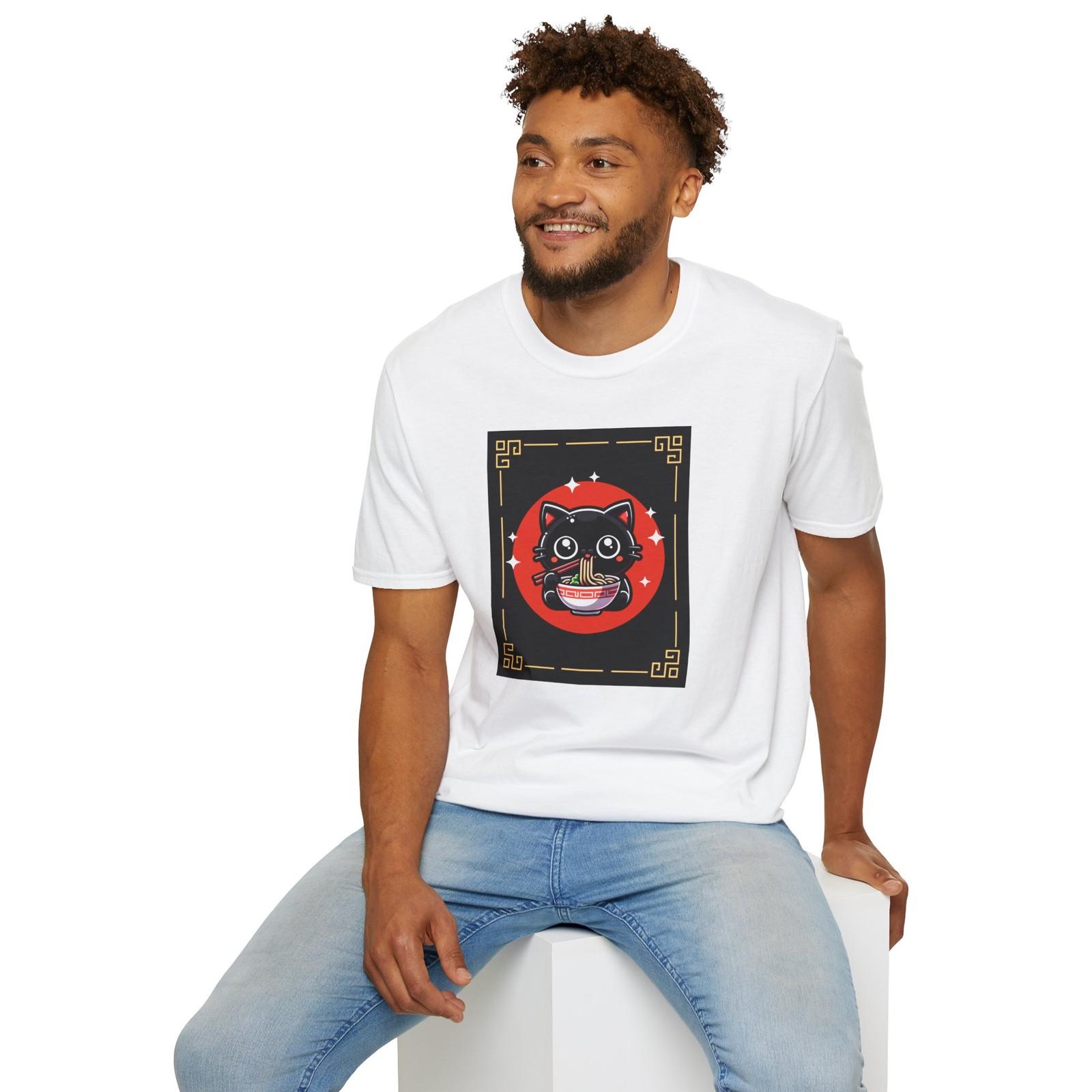 Funny Cat Ramen Noodle Japanese Anime Manga Ramen Kawaii Kitty Graphic T-Shirt S
