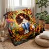 Butterflies and Cat In Forest Blanket Personalized Name Flannel Blanket Soft Cozy Plush Throw for Sofa Bed Lightweight Home Decor