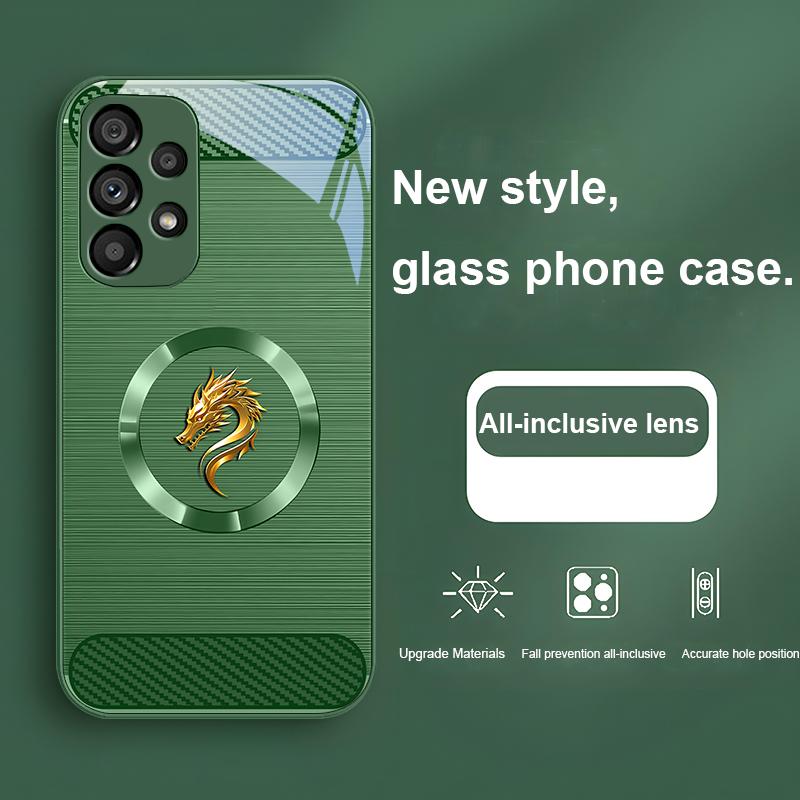 

Circular Dragon Green for Samsung Galaxy Note 10 Plus S20 21 FE S23 Ultra S8 9 A70 72 73 50 51 52 53 Tempered glass phone case Samsung S23 Plus