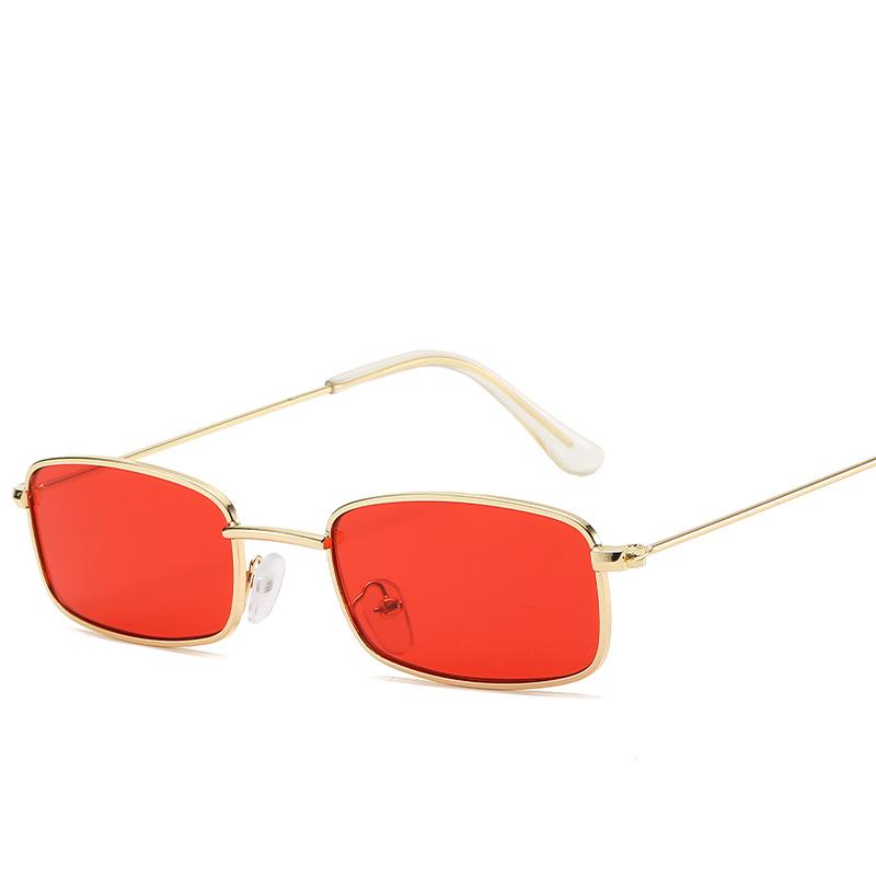 Klein Frame Rechthoekige Zonnebril Heldere Kleur Trendy Vintage Bril Voor Mannen En Vrouwen Premium Kwaliteit UV Bescherming 400 beige