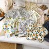 Boys Summer Cotton Short Sleeve Shirt Baby Floral Casual Top Middle Child Breathable Button Down Clothes Kids Apparel