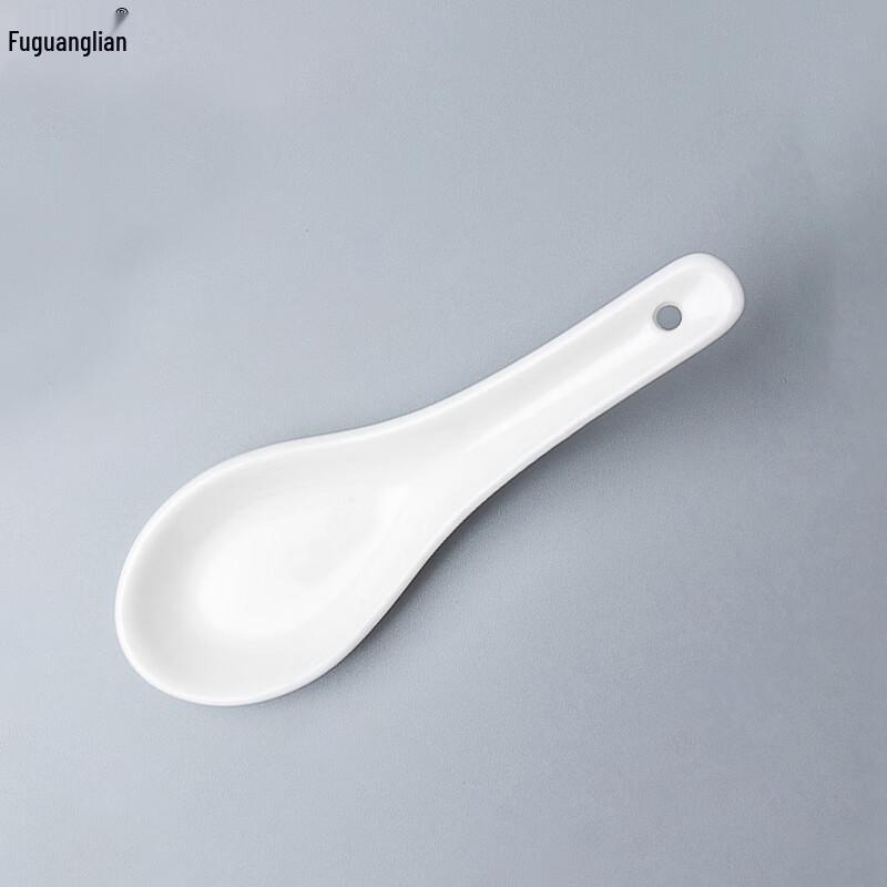 Pure White Ceramic Curved Spoons, 12.8cm (10-Pack)