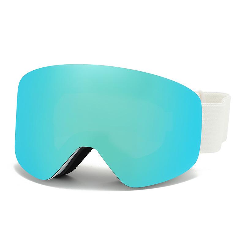 Magnetic ski goggles with cylindrical double-layer anti-fog protection for children and adults, large spherical ski goggles compatible with