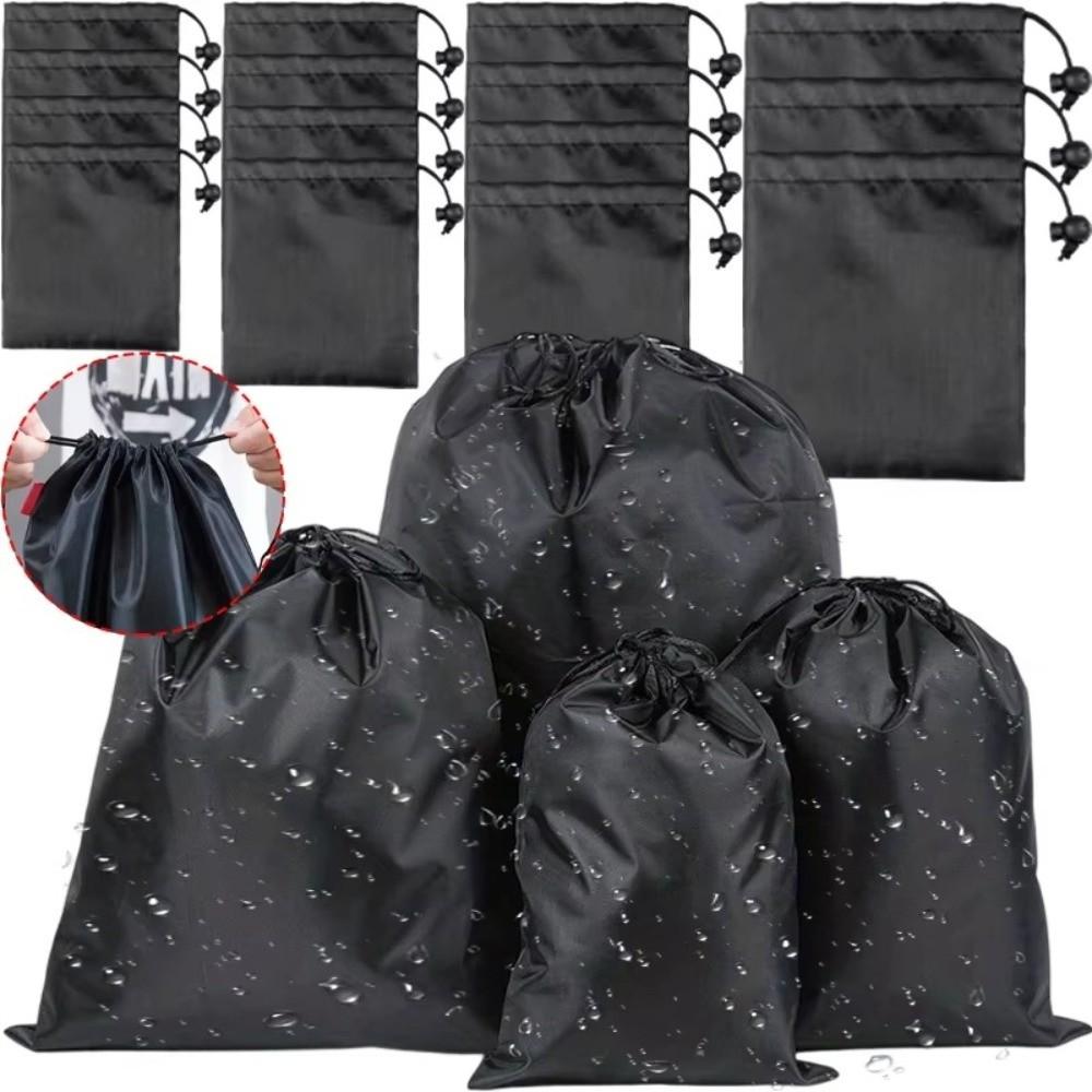 Drawst Closure Drawstring Storage Pouch Nylon Waterproof Multi-Functional Storage Bag Dustproof Black Drawstring Bags