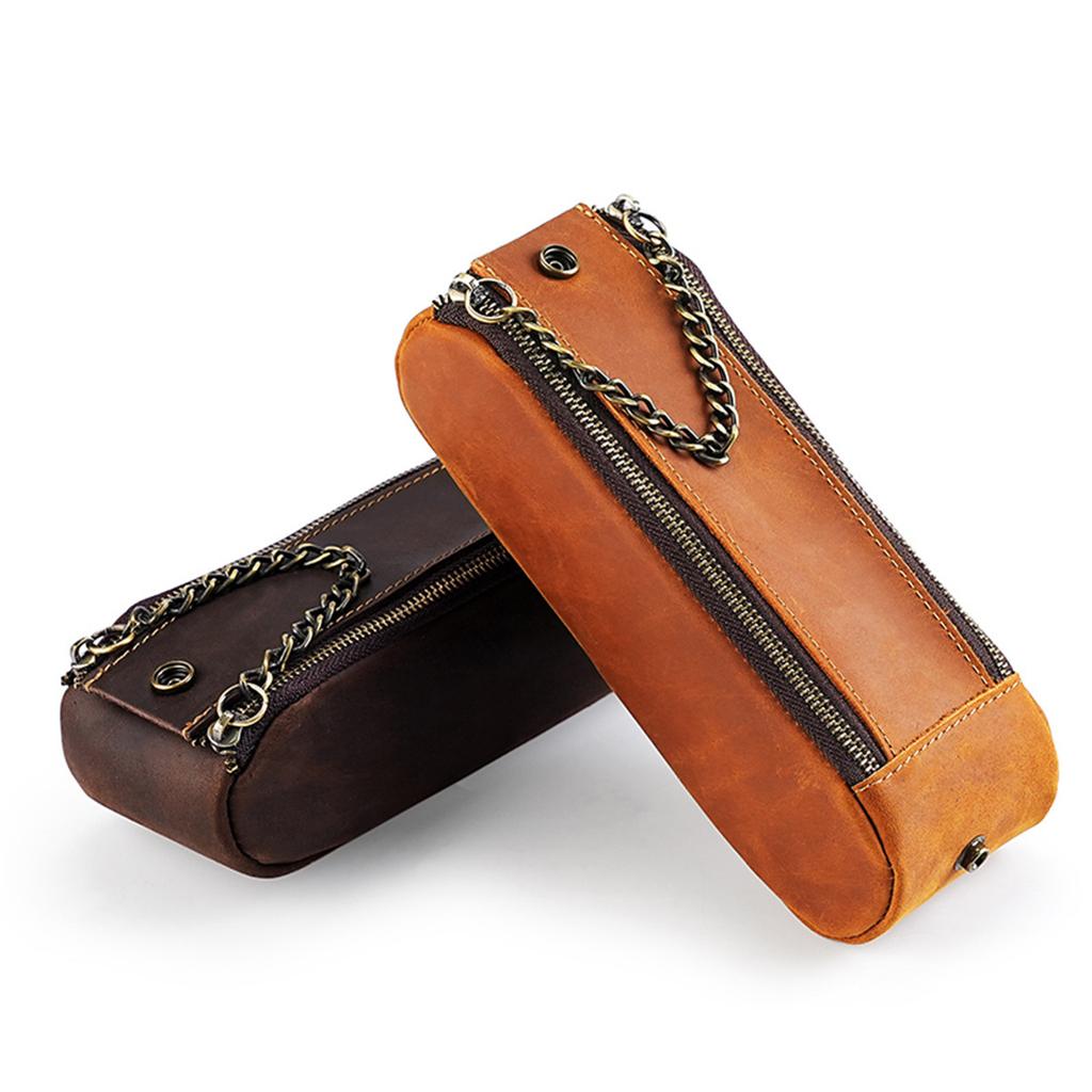 Leather Pencil Case Organizer Portable Pen Cases Storage for Drawing Pencils and Markers Zipper Stationery Pencil Bags