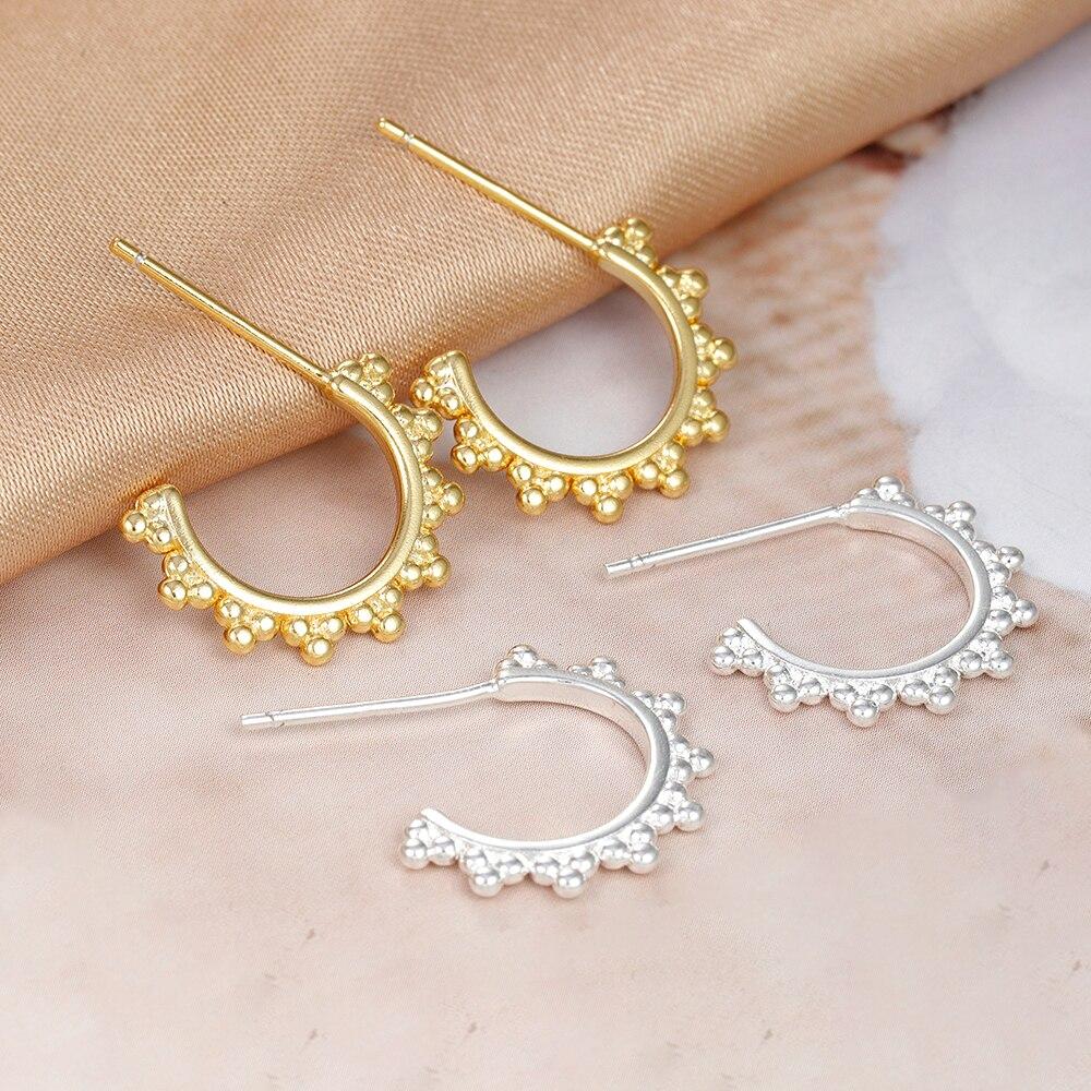 Simple Geometric C Shaped Hoop Earrings For Women Vintage Stainless Steel Gold Silver Color Punk Party Jewelry
