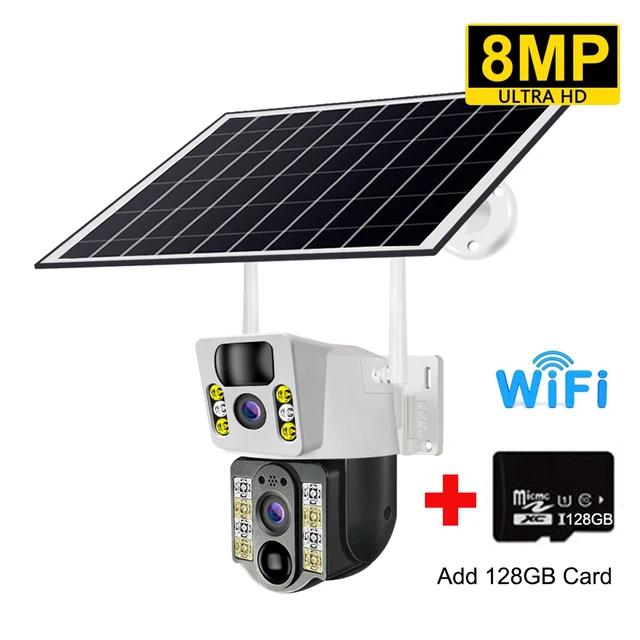 8MP 4K Wireless Solar 4G Sim Outdoor Dual Lens Wifi IP Camera PIR Night Vision V380 Pro CCTV Security Protection Monitor